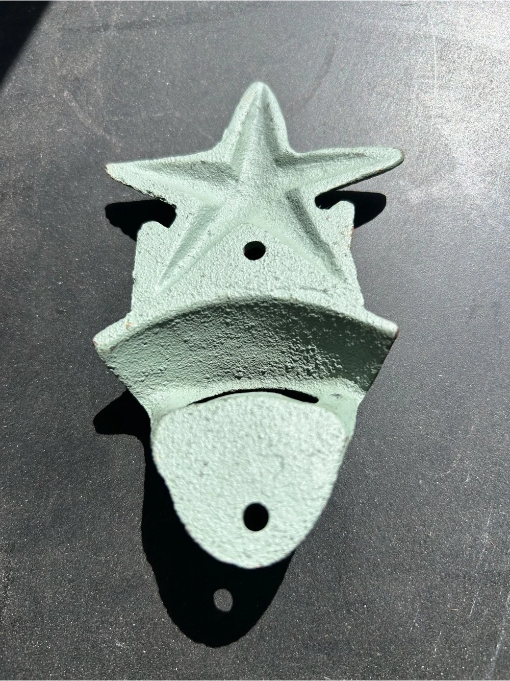VTG Cast Iron Rustic Starfish Wall-Mount Bottle Opener - Green Patina-1 Starfish